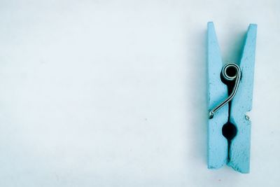 High angle view of chain on white background