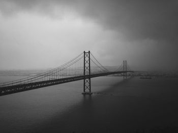 April 25th bridge over tagus river against cloudy sky