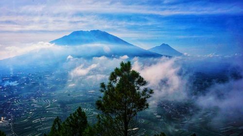 Scenic view of mountains against sky