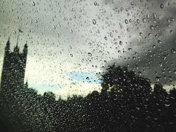 Full frame shot of raindrops on glass window