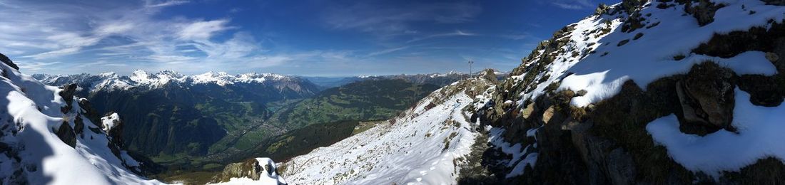 Panoramic view of landscape against sky during winter