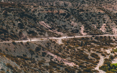 High angle view of arid landscape