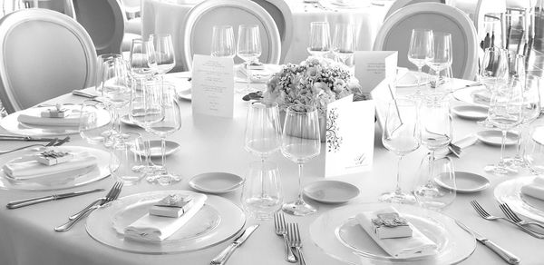 Panoramic view of glasses on table