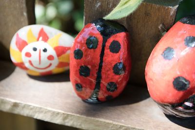 Close-up of jack o lantern on table