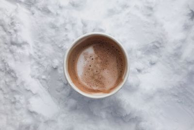 High angle view of coffee on table