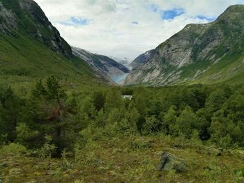 Scenic view of mountains against sky