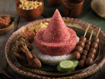 Red and white rice called nasi tumpeng  indonesian independence day celebration at 17 august