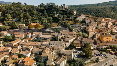 High angle view of townscape against sky