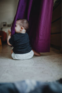 Cute baby  on floor at home