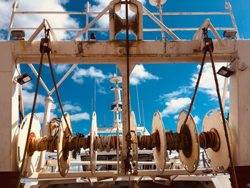 Low angle view of buildings against blue sky