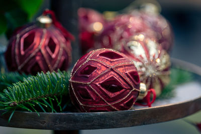 Close-up of christmas decorations