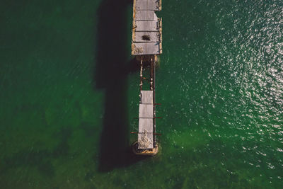 High angle view of boat in sea