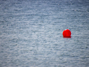 Close-up of red ball in sea