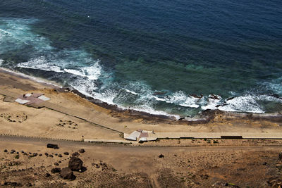 Aerial view of sea during sunny day