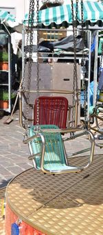 Empty swing ride at amusement park