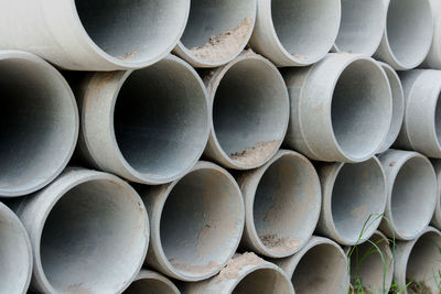 Full frame shot of concrete pipes