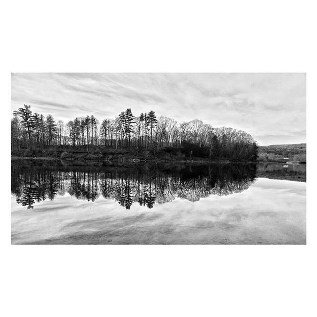 transfer print, water, auto post production filter, tranquil scene, tranquility, reflection, lake, tree, scenics, sky, beauty in nature, nature, waterfront, idyllic, bare tree, day, outdoors, river, calm, cloud - sky