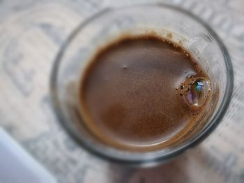 Directly above shot of coffee cup on table