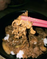 High angle view of food in plate