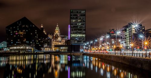 Illuminated city at night