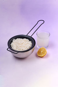 High angle view of food on white background