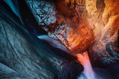 Underground waterfalls in the swiss alps. trümmelbach falls.