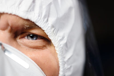 Close-up of man wearing mask