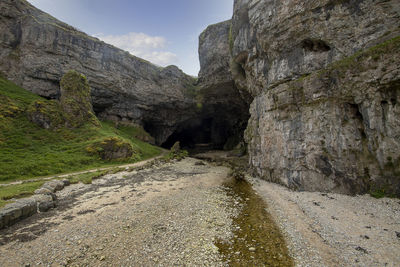 The dramatic smoo caves near durness in the scottish highlands, uk