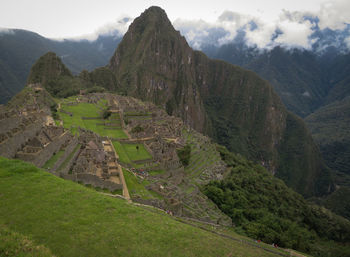 View of the ancient city of machu picchu and its ruins