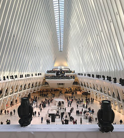 High angle view of people walking in shopping mall