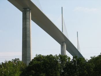 Low angle view of suspension bridge