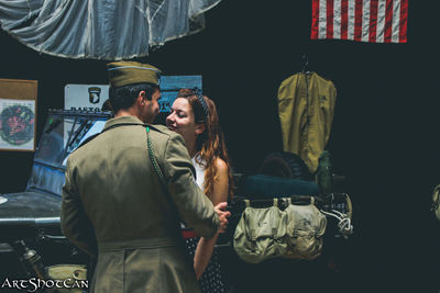 Young couple standing at home