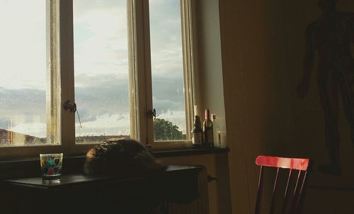 View of building through window