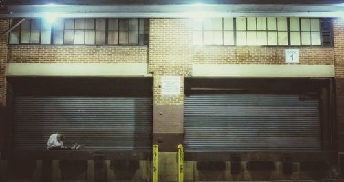 Illuminated building at night