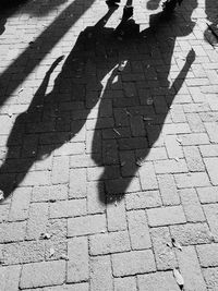 Shadow of people on footpath