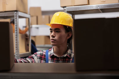 Portrait of engineer working in office