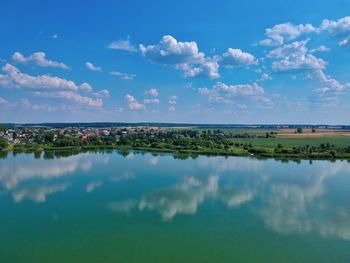 Scenic view of lake against sky