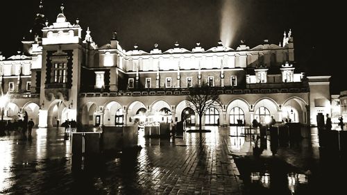 Facade of building at night