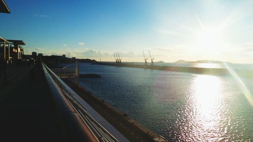 Sun shining over sea