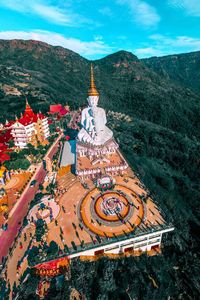 High angle view of townscape against sky