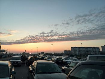 View of city at sunset