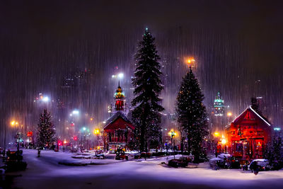 Illuminated city at night