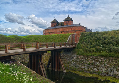 Bridge over river against sky