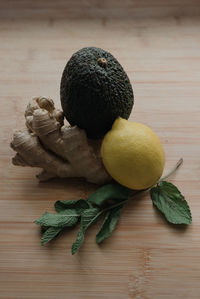 Close-up of fruits on table