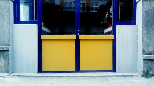 Closed door of building