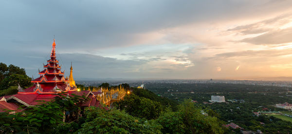 Mandalay hill viewpoint major pilgrimage site and pagoda mandalay hill temple, mandalay, myanmar.