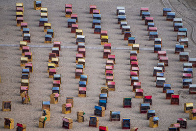 High angle view of multi colored toys