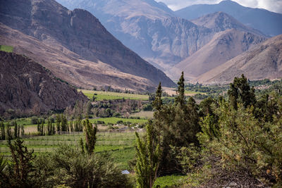 Scenic view of field against mountains