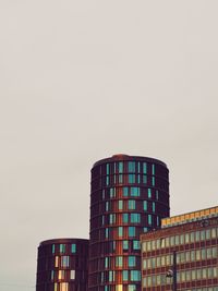 Low angle view of modern building against clear sky