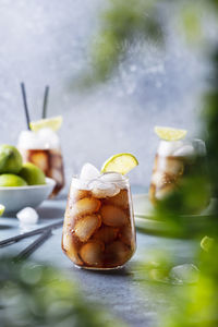 Close-up of dessert on table